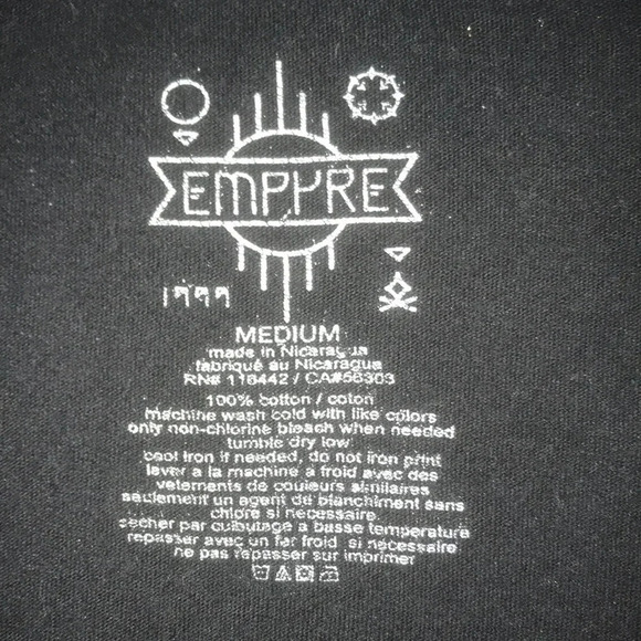 EMPYRE floral skull 1999 v- neck t-shirt short sleeve tiny flaw size M - Picture 3 of 7